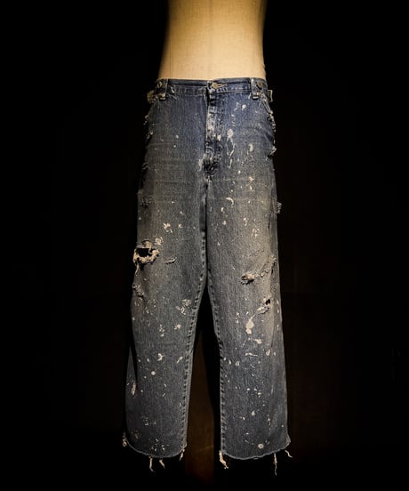 Vintage paint&damage painter denim pants