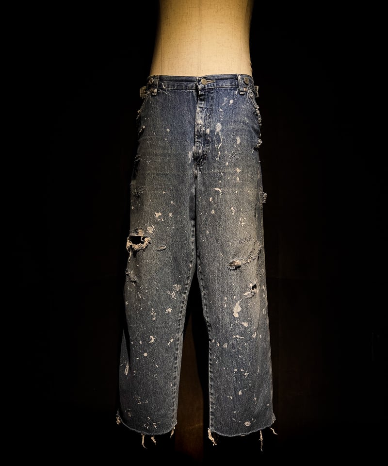 Vintage paint&damage painter denim pants | RESU