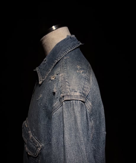 Vintage damage Indigo Work Denim Shirt