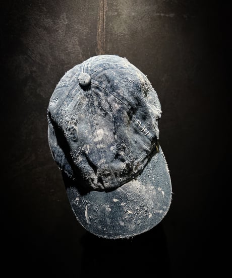 Hard damage & paint vintage denim cap