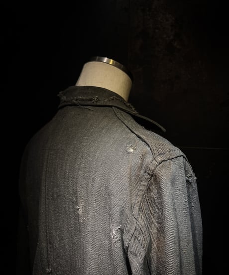 [Dye] Vintage damage herringbone jacket