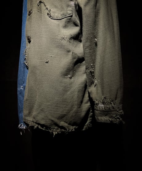 Split Rebuild Vintage Military Denim Shirt