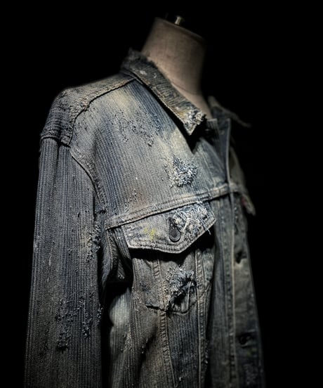 Vintage damage & paint stripe denim jacket