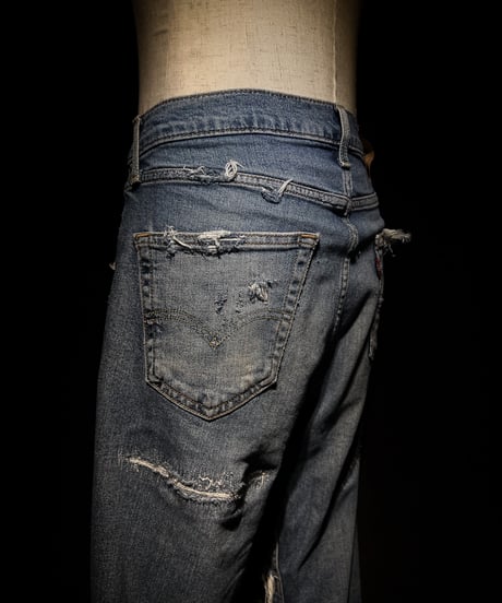 Vintage hard repair damage stretch denim pants (襤褸)
