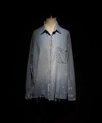 Vintage Light Indigo Cut-Off Hem Denim Shirt