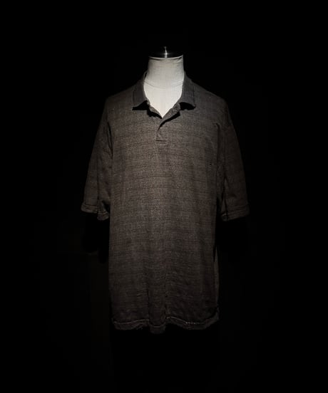 [Dye] Vintage damage border polo shirt