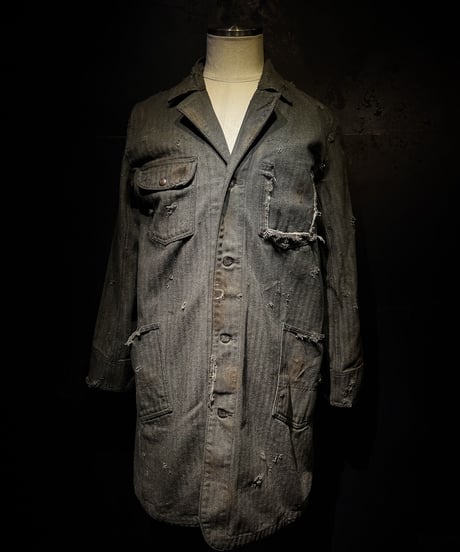 [Dye] Vintage damage herringbone jacket