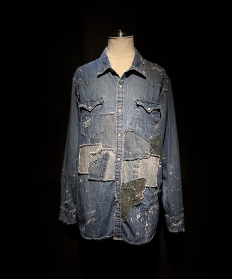 Vintage damage & patchwork denim shirt