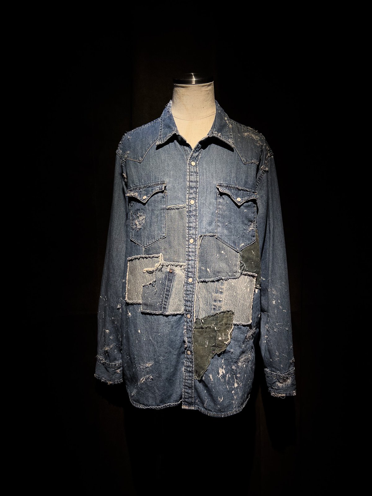 Vintage damage & patchwork denim shirt | RESURR