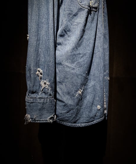 Vintage damage Indigo Work Denim Shirt