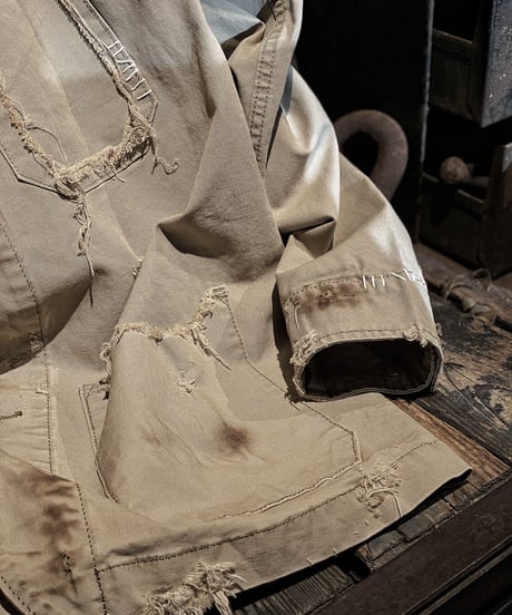 Damage vintage denim coverall jacket