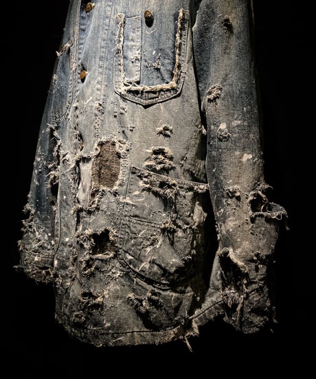 Hard damage & paint vintage denim coverall jacket