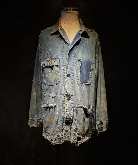 Hard damage vintage Denim coverall jacket