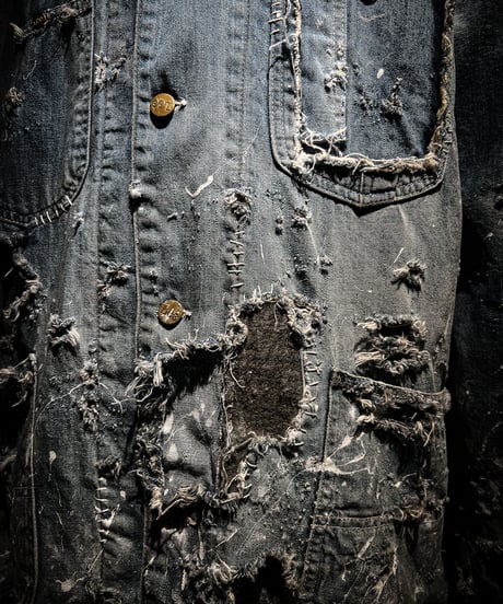 Hard damage & paint vintage denim coverall jacket