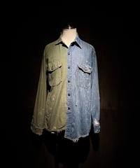50/50 Split Rebuild Vintage Denim/70's Military Shirt