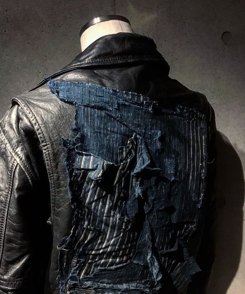 Different fabrics Sewn Rider's Jacket(襤褸) | RES