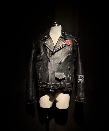 Vintage Leather Biker Custom Double Riders Jacket with Vintage Badges