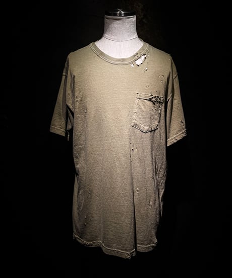 Vintage damage pocket Tee (GREIGE)