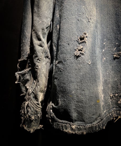 Hard damage & paint vintage denim coverall jacket