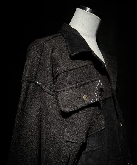 Vintage damage leather patchwork tracker jacket