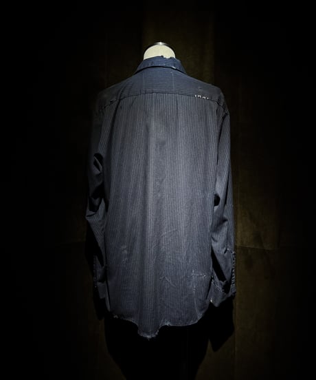 Vintage damage Navy Stripe US Work Uniform Shirt