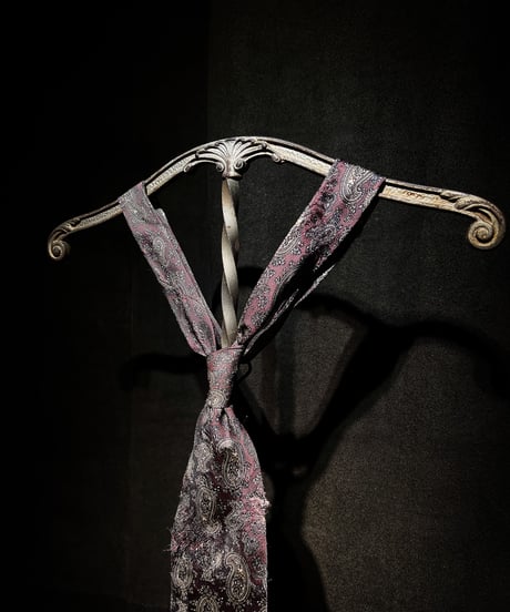 Vintage Paisley Damaged Tie — Burgundy Shadow