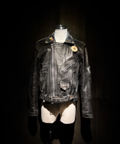 Vintage Leather Biker Custom Double Riders Jacket with Vintage Badges