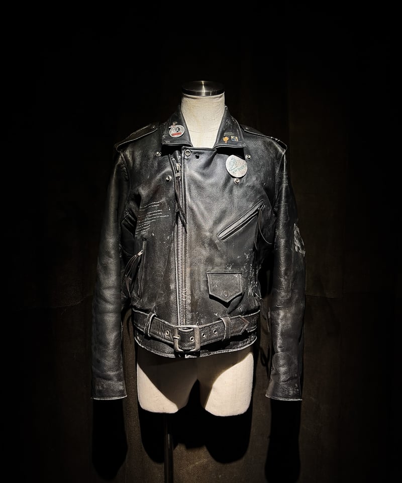 vintage ブラックレザー ダブルライダースジャケット　80's biker Vintage Leather Biker Custom Double Riders Jack