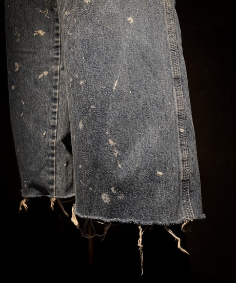 Vintage paint&damage painter denim pants