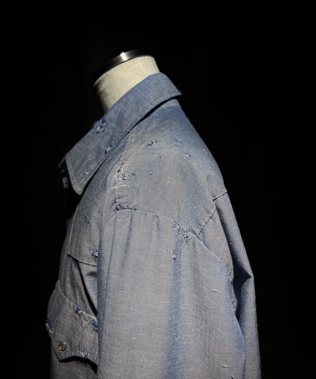 Blue Western Snap vintage damage Shirt