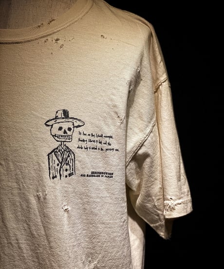 Double jacket skull T-shirt OLD WHITE