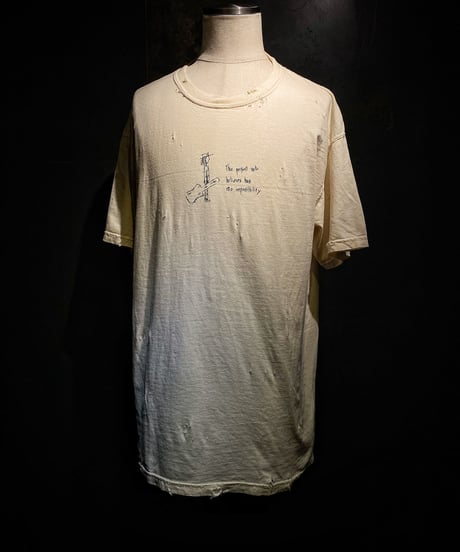 Guitar vintage dye damage T-shirt (Old white)