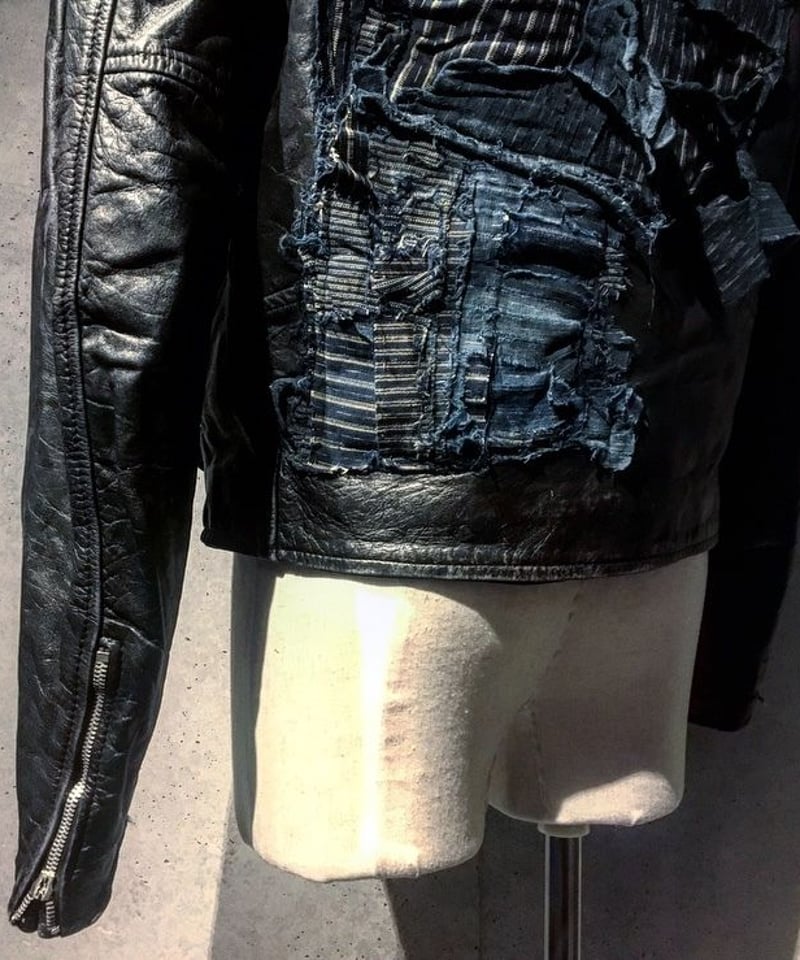 Different fabrics Sewn Rider's Jacket(襤褸) | RES