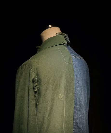 50/50 Split Rebuild Vintage 70's Military/Denim Shirt