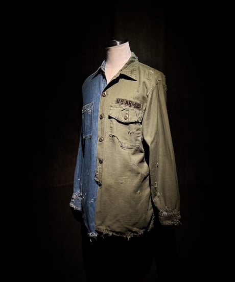 Split Rebuild Vintage Military Denim Shirt