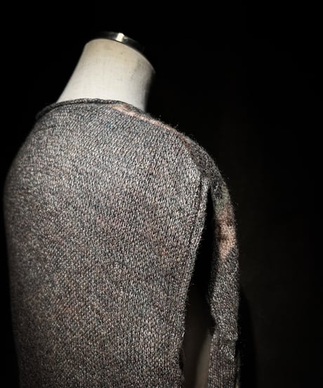 Vintage damage&patchwork jacquard knit vest