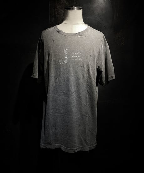 Guitar vintage dye damage T-shirt (Old black)
