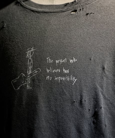 Guitar vintage dye damage T-shirt (Old black)