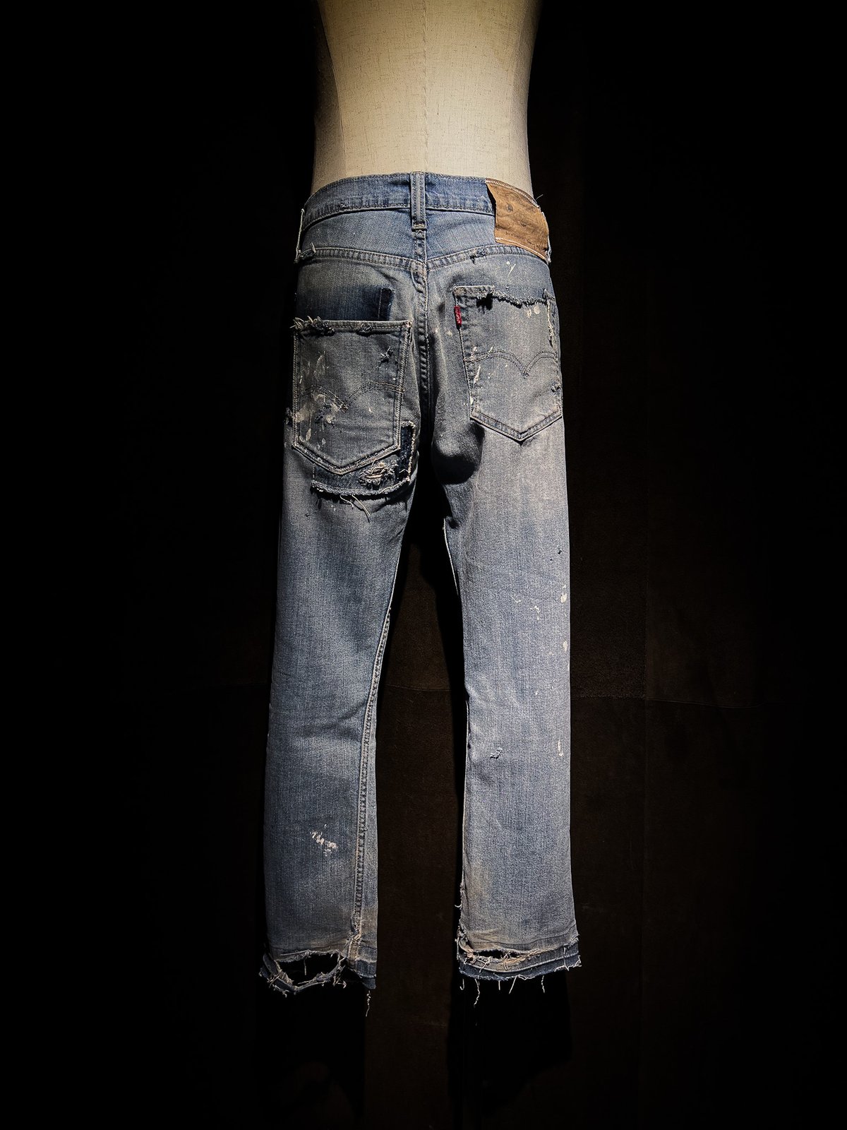 Vintage Damage Repair Light Wash Denim Pants | 