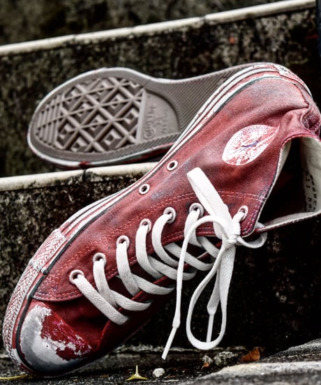 Discoloration Vintage High cut Sneaker RED