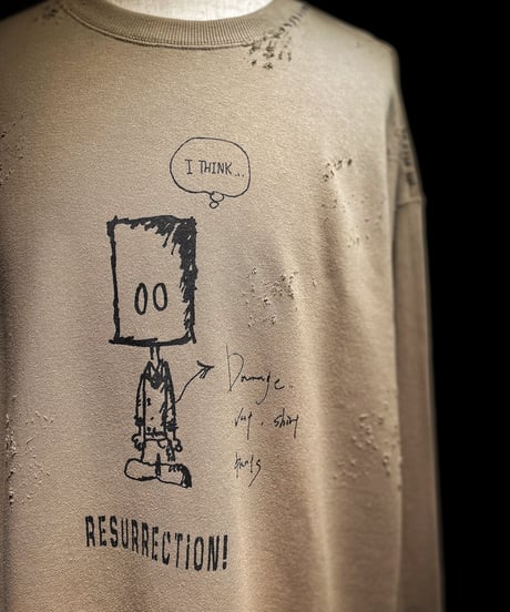 I THINK,,, character sweat shirt (SAND BEIGE)