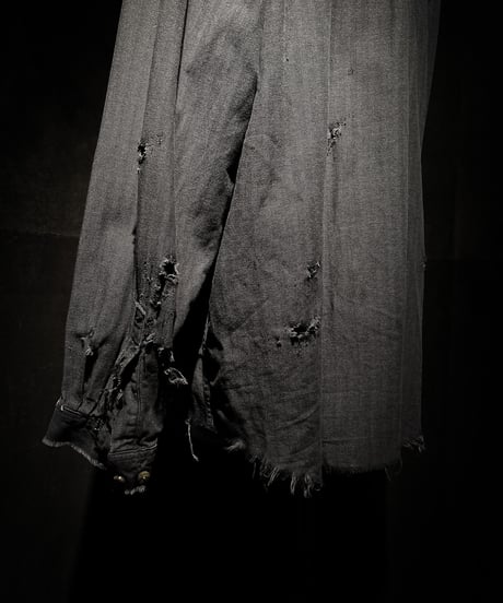 Vintage damage Black denim shirt