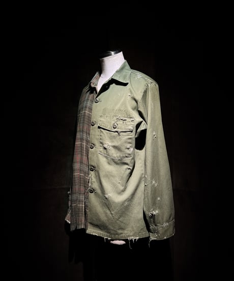 50/50 Split Rebuild Vintage 70's Military/Flannel Shirt