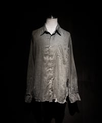[Dye] Vintage damage Old black linen shirt