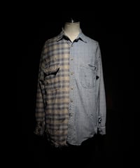 50/50 Split Rebuild Vintage Pattern Denim/Flannel  Shirt