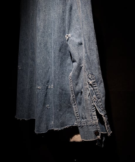 Vintage damage Indigo Work Denim Shirt