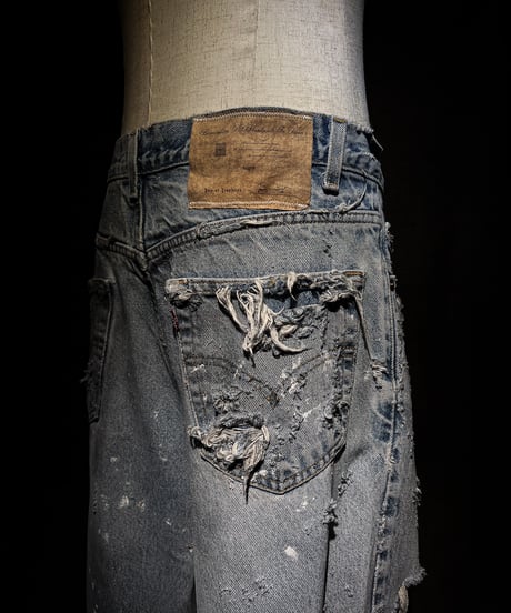 Vintage Distressed Shoe-cut Denim pants