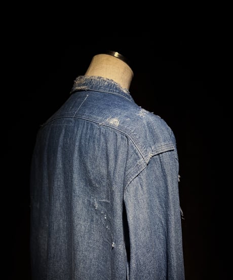 Vintage damage Indigo Work Denim Shirt