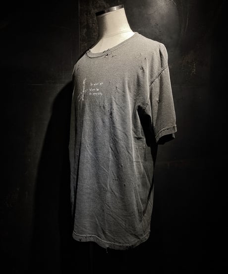 Guitar vintage dye damage T-shirt (Old black)