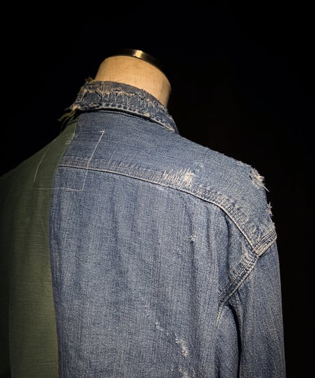 50/50 Split Rebuild Vintage 70's Military/Denim Shirt